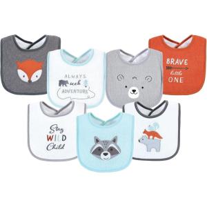 image:imageHudson Baby Unisex Baby Cotton Terry Drooler Bibs With Fiber FillingBoy Gray Woodland