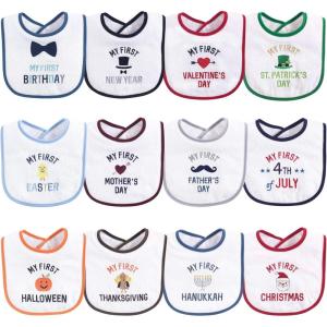 image:imageHudson Baby Unisex Baby Cotton Terry Drooler Bibs With Fiber FillingBoy Holiday