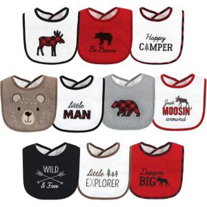 image:imageHudson Baby Unisex Baby Cotton Terry Drooler Bibs With Fiber FillingBoy Moose Bear