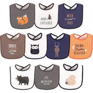image:imageHudson Baby Unisex Baby Cotton Terry Drooler Bibs With Fiber FillingBoy Woodland