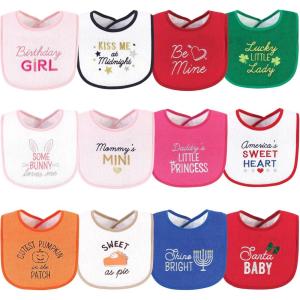 image:imageHudson Baby Unisex Baby Cotton Terry Drooler Bibs With Fiber FillingCute Girl Holiday Sayings