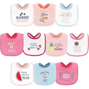 image:imageHudson Baby Unisex Baby Cotton Terry Drooler Bibs With Fiber FillingFood Girl