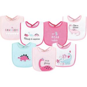 image:imageHudson Baby Unisex Baby Cotton Terry Drooler Bibs With Fiber FillingGirl Dino