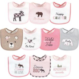 image:imageHudson Baby Unisex Baby Cotton Terry Drooler Bibs With Fiber FillingGirl Moose Bear