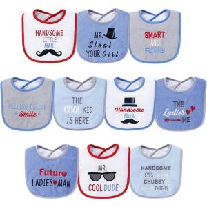 image:imageHudson Baby Unisex Baby Cotton Terry Drooler Bibs With Fiber FillingHandsome Eyes