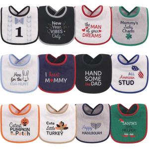 image:imageHudson Baby Unisex Baby Cotton Terry Drooler Bibs With Fiber FillingHoliday Boy Bow Tie