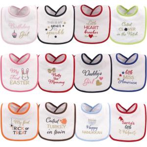 image:imageHudson Baby Unisex Baby Cotton Terry Drooler Bibs With Fiber FillingHoliday Girl Sparkle