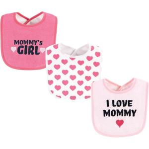 image:imageHudson Baby Unisex Baby Cotton Terry Drooler Bibs With Fiber FillingI Love Mommy Lt Pink