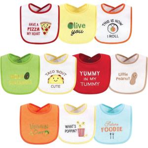 image:imageHudson Baby Unisex Baby Cotton Terry Drooler Bibs With Fiber FillingNeutral Pizza