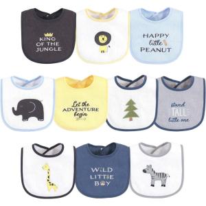 image:imageHudson Baby Unisex Baby Cotton Terry Drooler Bibs With Fiber FillingSafari