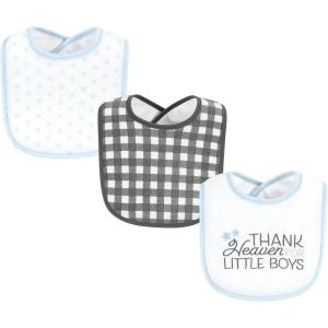 image:imageHudson Baby Unisex Baby Cotton Terry Drooler Bibs With Fiber FillingThank Heaven Blue Stars