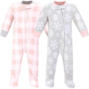 image:imageHudson Baby Unisex Baby Fleece Sleep and PlayGray Pink Snowflake