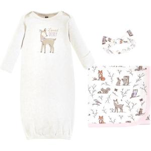 image:imageHudson Baby Unisex Baby Gown Swaddle Blanket and Cap or Headband 06 MonthsEnchanted Forest