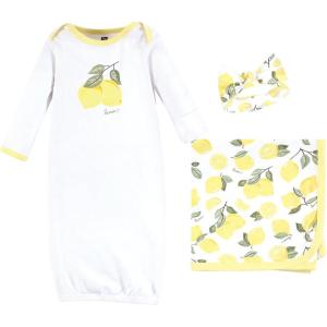 image:imageHudson Baby Unisex Baby Gown Swaddle Blanket and Cap or Headband 06 MonthsLemons