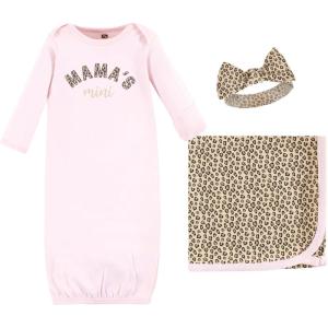 image:imageHudson Baby Unisex Baby Gown Swaddle Blanket and Cap or Headband 06 MonthsLeopard Mamas Mini