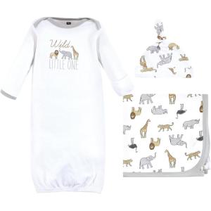 image:imageHudson Baby Unisex Baby Gown Swaddle Blanket and Cap or Headband 06 MonthsModern Neutral Safari