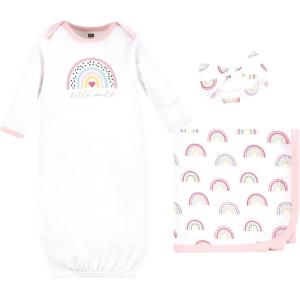 image:imageHudson Baby Unisex Baby Gown Swaddle Blanket and Cap or Headband 06 MonthsModern Rainbow