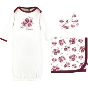 image:imageHudson Baby Unisex Baby Gown Swaddle Blanket and Cap or Headband 06 MonthsRose