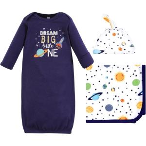image:imageHudson Baby Unisex Baby Gown Swaddle Blanket and Cap or Headband 06 MonthsSolar System