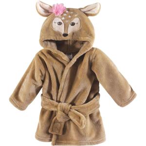 image:imageHudson Baby Unisex Baby Plush Animal Face Bathrobe Pink Floral 09 MonthsFawn