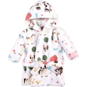 image:imageHudson Baby Unisex Baby Plush Animal Face Bathrobe Pink Floral 09 MonthsGirl Farm Animals