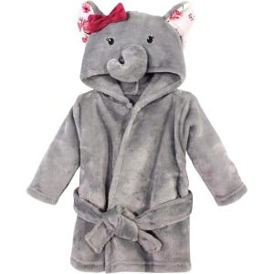 image:imageHudson Baby Unisex Baby Plush Animal Face Bathrobe Pink Floral 09 MonthsGray Rose Elephant
