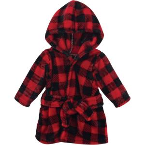image:imageHudson Baby Unisex Baby Plush Animal Face Bathrobe Pink Floral 09 MonthsRed Black Plaid