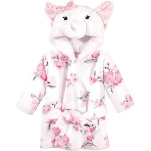 image:imageHudson Baby Unisex Baby Plush Animal Face Bathrobe Pink Floral 09 MonthsWhite Elephant