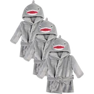 image:imageHudson Baby Unisex Baby Plush Animal Face Bathrobe Shark 09 Months Pack of 3