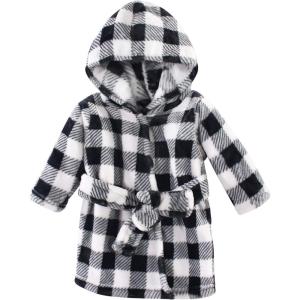 image:imageHudson Baby Unisex Baby Plush Animal Face BathrobeBlack Plaid