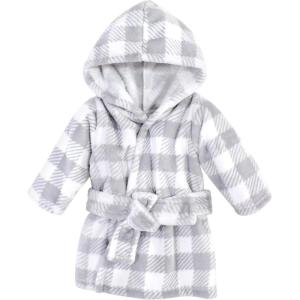 image:imageHudson Baby Unisex Baby Plush Animal Face BathrobeGray Plaid