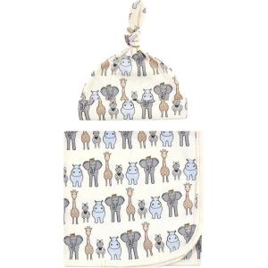 image:imageHudson Baby Unisex Baby Swaddle Blanket and Cap or Headband Royal Safari One SizeRoyal Safari