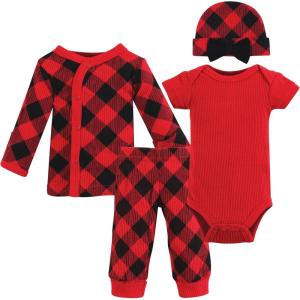 image:imageHudson Baby Unisex Baby Thermal Preemie Layette Set 4pcGirl Buffalo Plaid