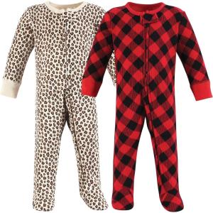 image:imageHudson Baby Unisex Baby Thermal Zipper Sleep and Play 2pkBuffalo Plaid Leopard