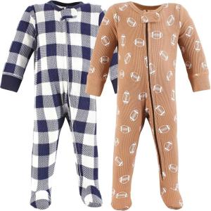 image:imageHudson Baby Unisex Baby Thermal Zipper Sleep and Play 2pkFootball