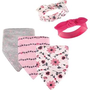 image:imageHudson Baby Unisex BabyCotton Bib and Headband or Caps SetBotanical