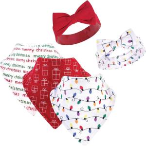 image:imageHudson Baby Unisex BabyCotton Bib and Headband or Caps SetChristmas Lights