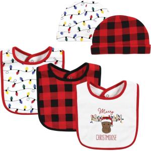 image:imageHudson Baby Unisex BabyCotton Bib and Headband or Caps SetChristmoose