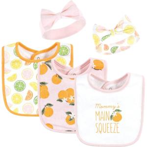 image:imageHudson Baby Unisex BabyCotton Bib and Headband or Caps SetCitrus Orange