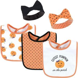 image:imageHudson Baby Unisex BabyCotton Bib and Headband or Caps SetCutest Pumpkin