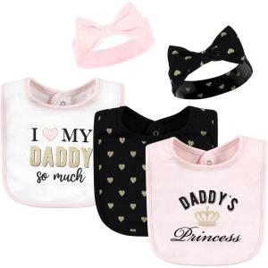 image:imageHudson Baby Unisex BabyCotton Bib and Headband or Caps SetDaddys Princess