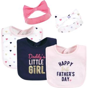 image:imageHudson Baby Unisex BabyCotton Bib and Headband or Caps SetFathers Day