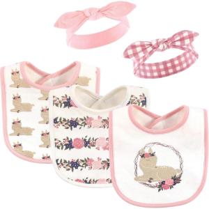 image:imageHudson Baby Unisex BabyCotton Bib and Headband or Caps SetFawn