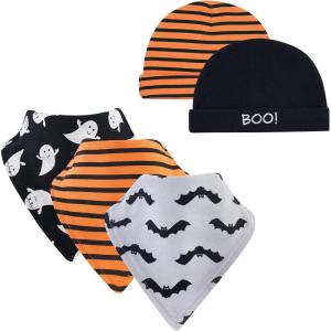 image:imageHudson Baby Unisex BabyCotton Bib and Headband or Caps SetGhost