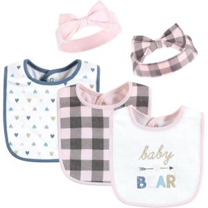image:imageHudson Baby Unisex BabyCotton Bib and Headband or Caps SetGirl Baby Bear