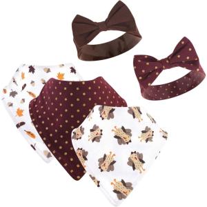 image:imageHudson Baby Unisex BabyCotton Bib and Headband or Caps SetGirl Turkey