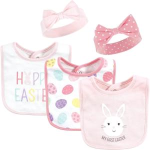 image:imageHudson Baby Unisex BabyCotton Bib and Headband or Caps SetHappy Easter