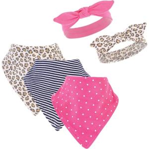 image:imageHudson Baby Unisex BabyCotton Bib and Headband or Caps SetLeopard
