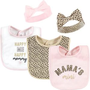 image:imageHudson Baby Unisex BabyCotton Bib and Headband or Caps SetLeopard Mamas Mini