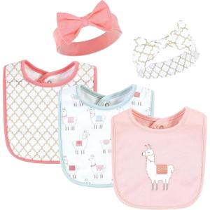 image:imageHudson Baby Unisex BabyCotton Bib and Headband or Caps SetLlama